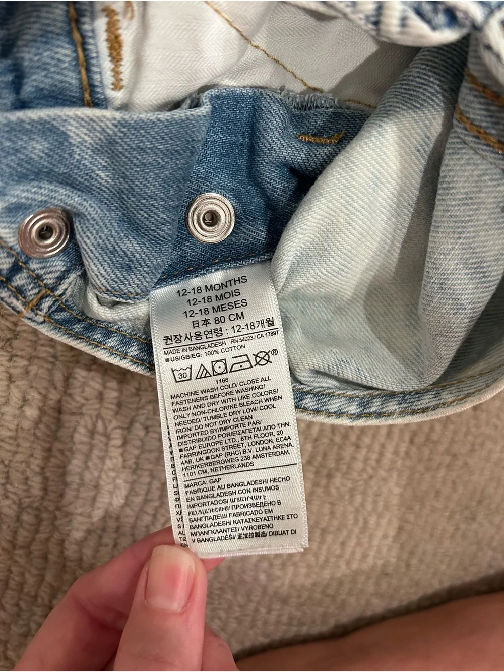 GAP Light Wash Denim Shortall Romper